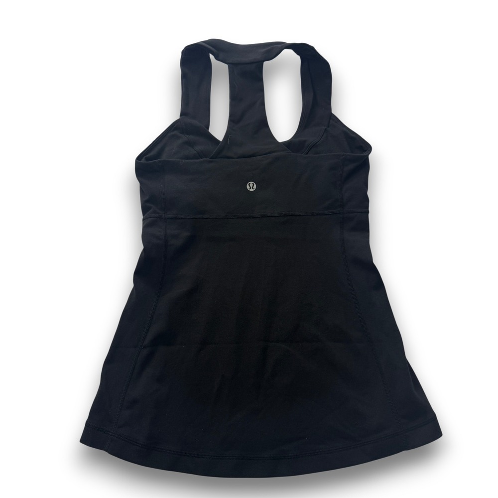 Lululemon Athletica Black Racerback Tank Top with Built-in Bra Size 4 Yoga Gym - Picture 2 of 9